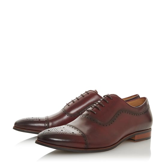 Dune Mens SANDALWOOD Burnished Brogue Toecap Shoes