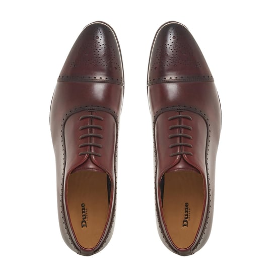Dune Mens SANDALWOOD Burnished Brogue Toecap Shoes
