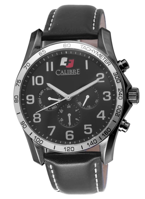 Calibre Herrenuhr Buffalo Swiss Made Uhrwerk Schwarz Leder Kalbsleder Schwarz L3 Zifferblatt - Image 1