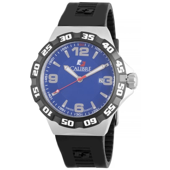 Calibre Herren Lancer Schweizer Uhrwerk Uhr schwarz Gummi blau L3 Zifferblatt - Image 1