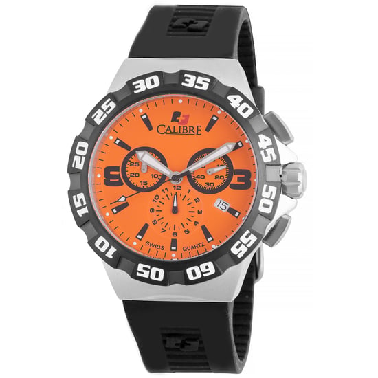 Calibre Lancer Herrenuhr mit Schweizer Uhrwerk Schwarzer Gummi Orange L3 Zifferblatt - Image 1