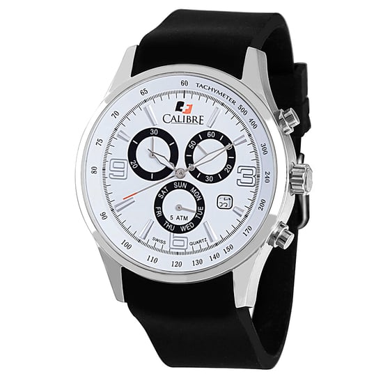 Calibre Men's Mauler Swiss Made Movement Uhr schwarz Silikonband weißes Zifferblatt - Image 1
