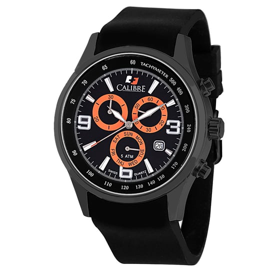 Calibre Men's Mauler Swiss Made Movement Uhr Schwarz Silikonband Schwarzes Zifferblatt - Image 1