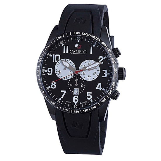 Calibre Herren Recruit Swiss Made Movement Uhr schwarzes Kautschukband schwarzes Zifferblatt - Image 1