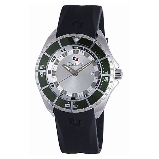 Calibre Herren Sea Knight Swiss Made Movement Uhr schwarzes Kautschukband silbernes Zifferblatt - Image 1