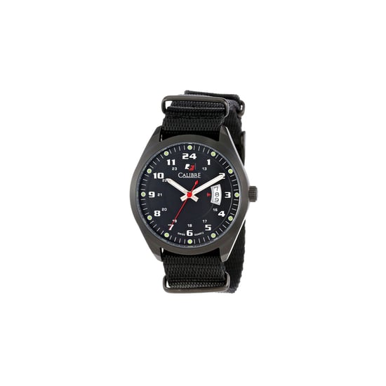 Calibre Trooper Herrenuhr mit Schweizer Uhrwerk Schwarzes Leinenarmband Schwarzes Zifferblatt - Image 1