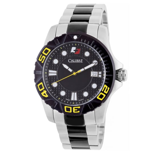 Calibre Herrenuhr Akron Swiss Made Uhrwerk zwei Ton Edelstahlband schwarzes Zifferblatt - Image 1