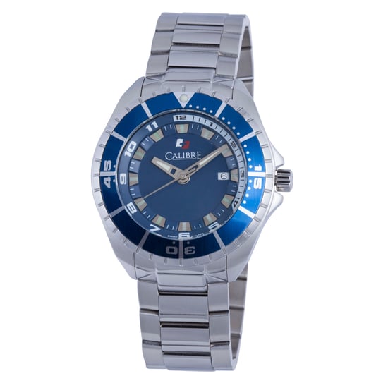 Calibre Herren Sea Knight Swiss Made Movement Uhr Silber Edelstahlarmband blaues Zifferblatt - Image 1