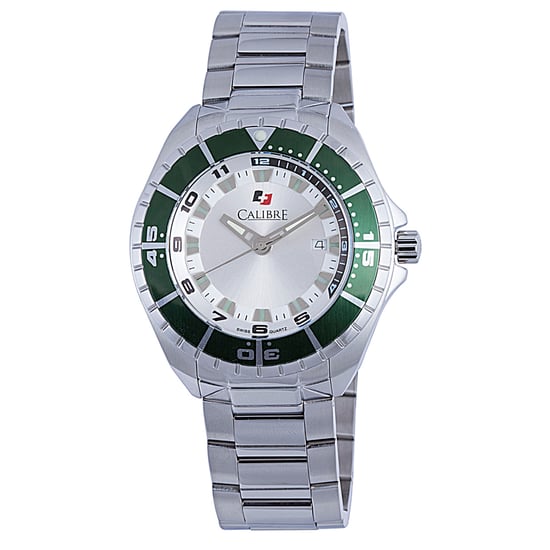 Calibre Herren Sea Knight Swiss Made Movement Uhr Silber Edelstahlband weißes Zifferblatt - Image 1