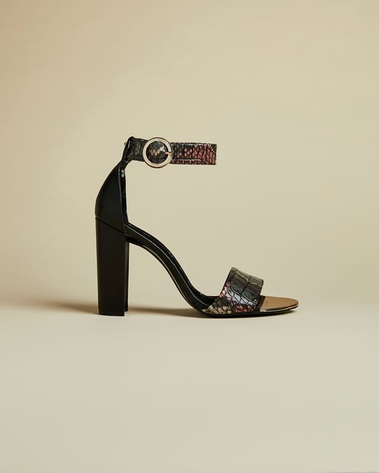 Sandales à talons hauts effet serpent embossé noir Secoaim Ted Baker - Image 1