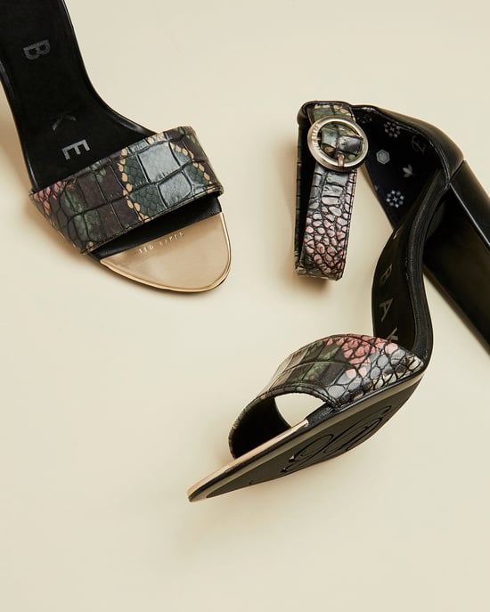 Sandales à talons hauts effet serpent embossé noir Secoaim Ted Baker - Image 2