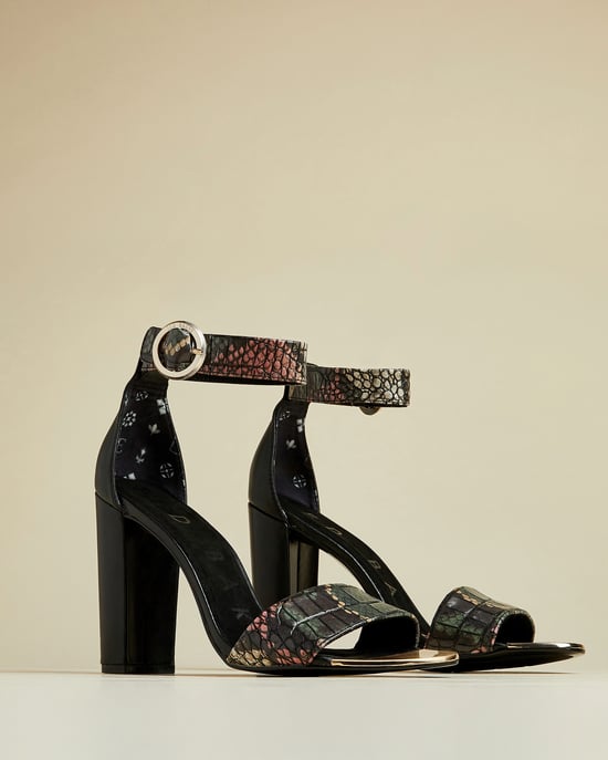 Sandales à talons hauts effet serpent embossé noir Secoaim Ted Baker - Image 3