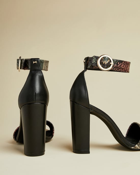 Sandales à talons hauts effet serpent embossé noir Secoaim Ted Baker - Image 4