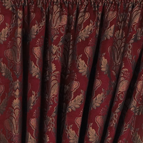 Shiraz Danmask Pencil Pleat Curtains in Bugundy - Image 4