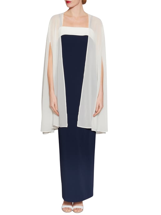 Gina Bacconi Chiffon Cape in Cream