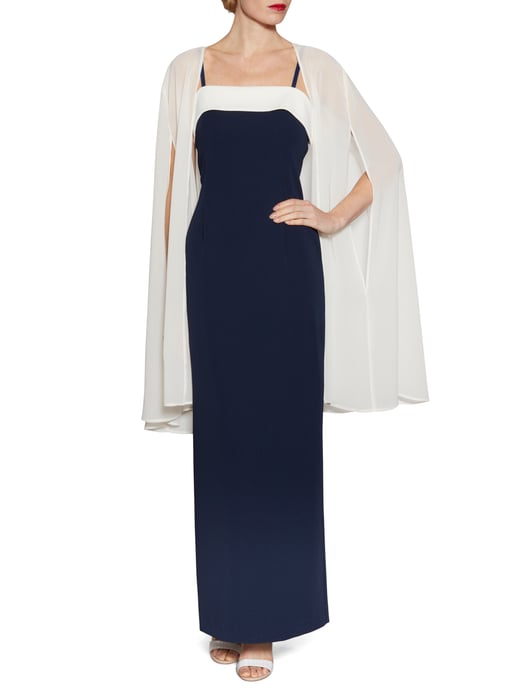 Gina Bacconi Chiffon Cape in Cream
