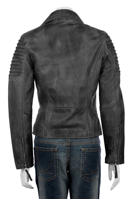 Ladies Asymetric Black Biker Jacket