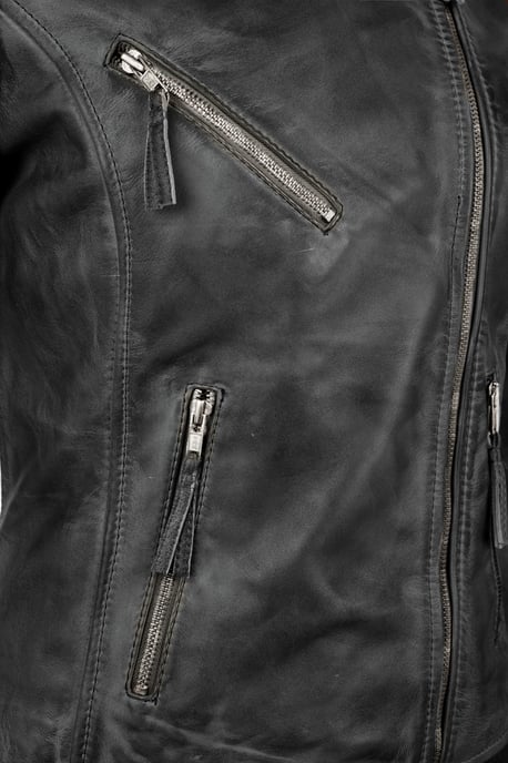 Ladies Asymetric Black Biker Jacket