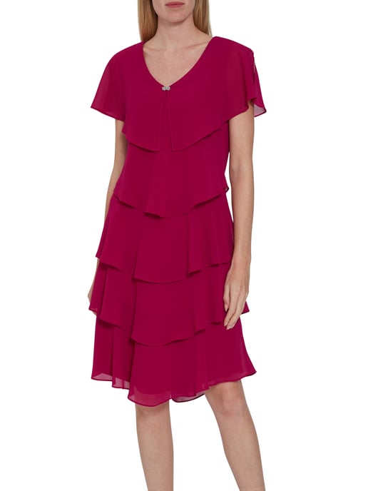 Gina Bacconi Sorina Tiered Dress in Pink