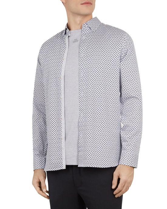 Chemise Longtel à manches longues avec imprimé géométrique, bleu par Ted Baker - Image 2