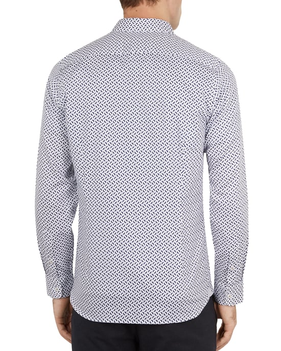 Chemise Longtel à manches longues avec imprimé géométrique, bleu par Ted Baker - Image 3