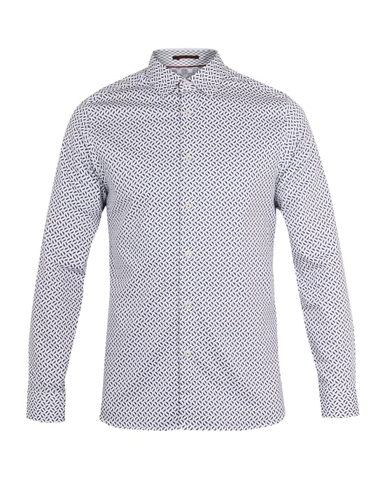 Chemise Longtel à manches longues avec imprimé géométrique, bleu par Ted Baker - Image 4