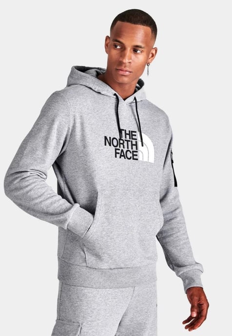 The North Face Logo Woven Pocket Hoodie in Hellgrau - Image 3