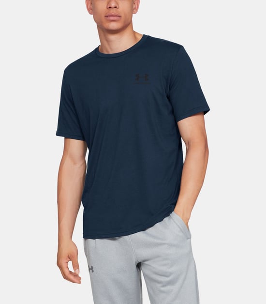 Under Armour Men's Sportstyle Left Chest Short Sleeve Shirt, Navy - Image 3