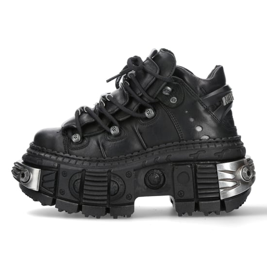 New Rock Leather Platform Ankle Boots-WALL106-S10