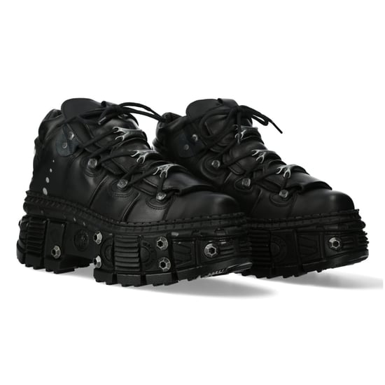 New Rock Goth Leather Ankle Boots-WALL106-S25