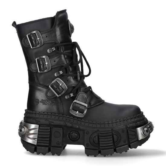 New Rock Mid-Calf Leather Platform Boots-WALL373-S3