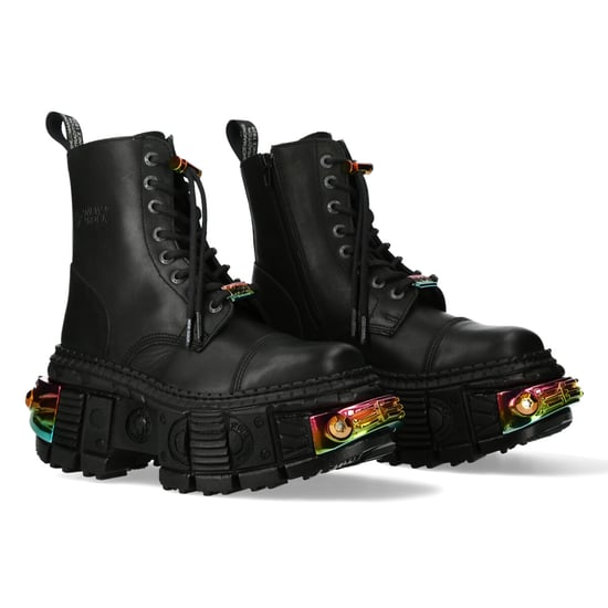New Rock Black Platform Leather Boots-WALL83CCT-S8