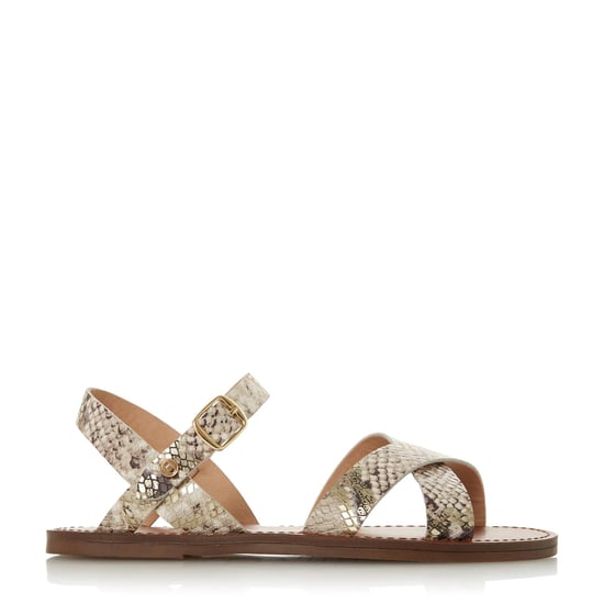 Dune Ladies WF LAVELL Wide Fit Cross Strap Flat Sandals