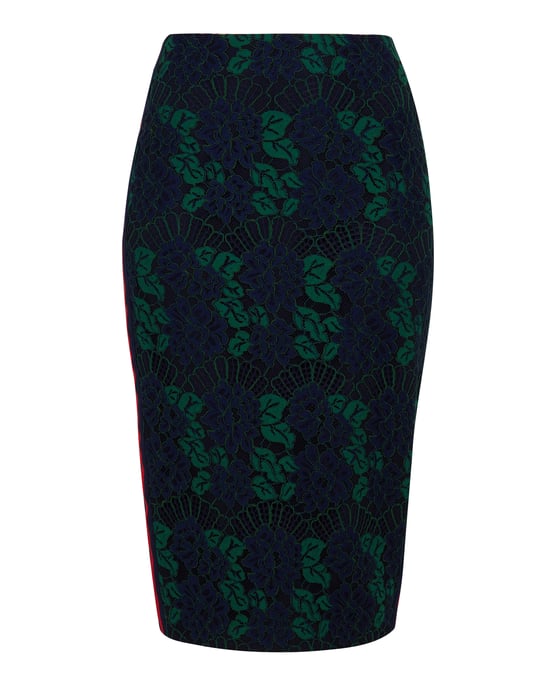 Jupe crayon mi-longue bleu marine en dentelle Zinniaa par Ted Baker - Image 4