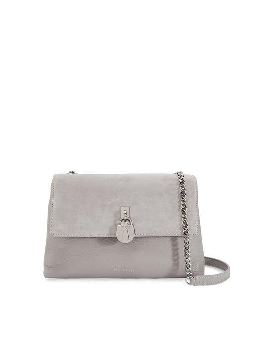 Ted Baker Helena Suede Padlock Cross Body Bag in Grey