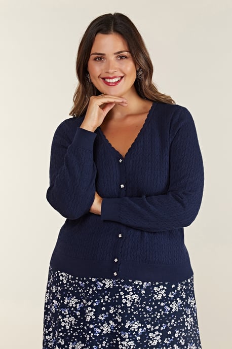 Pointelle Stitch Cardigan With Daisy But