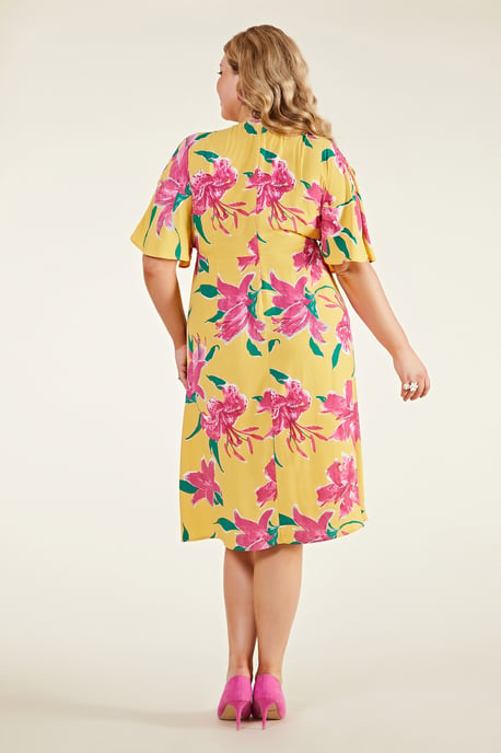 Hibiscus Flower Kimono Midi Dress