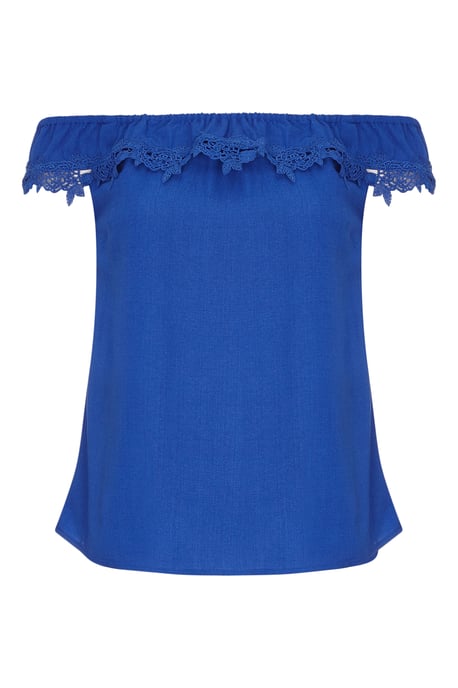 Flower Lace Trim Bardot Top