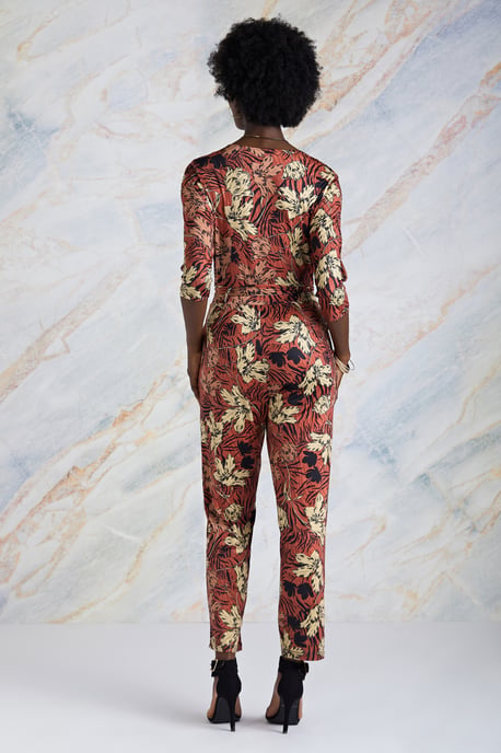 Animal Stripe Print Jersey Jumpsuit
