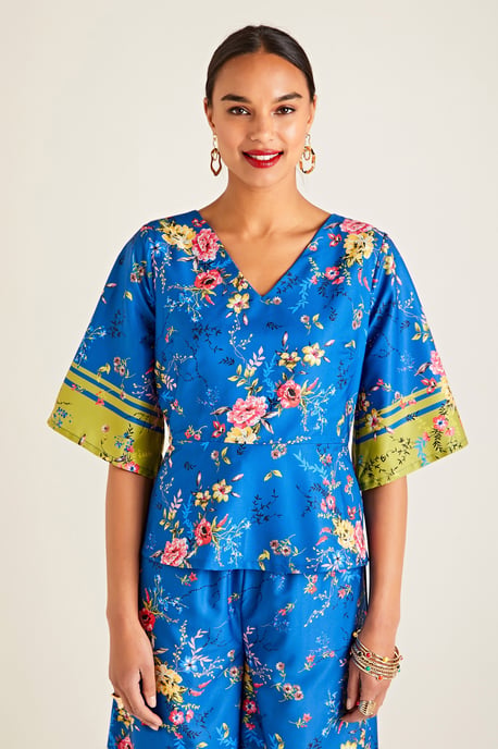 Summer Floral Printed Top With Border Sl