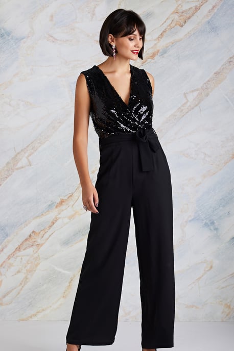 Sequin Wrap Over Jumpsuit