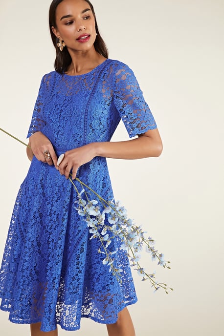 Blue Lace Wedding Guest Dress
