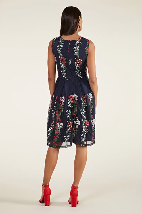 Embroidered Floral Mesh Dress