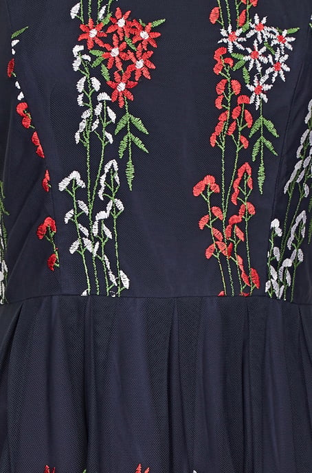 Embroidered Floral Mesh Dress