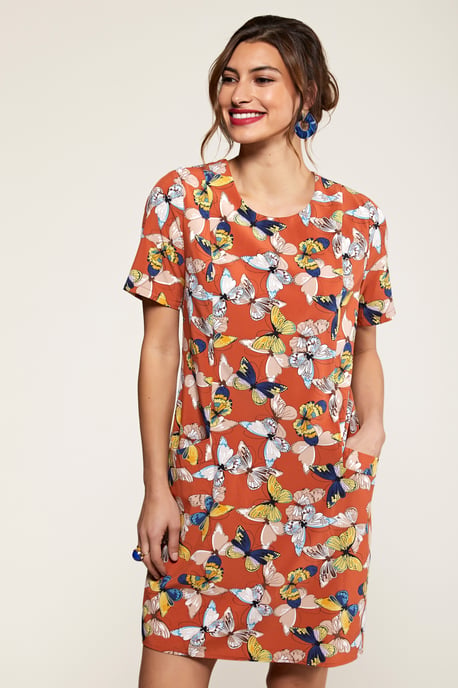 Rust Butterfly Tunic With Pocket Detail