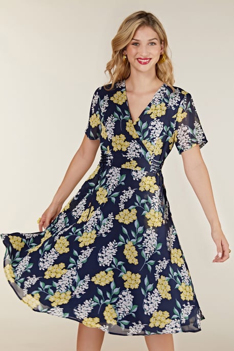 Spring Floral Dress With Tie Detail