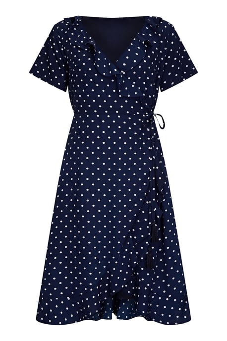 Navy Spot Print Wrap Dress