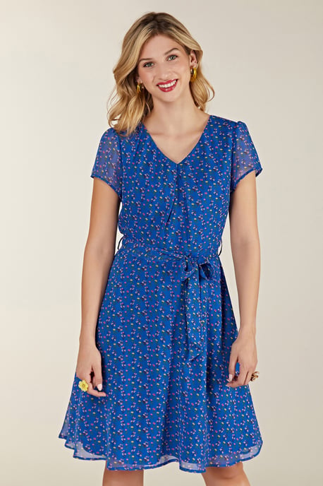 Blue Ditsy Floral Skater Dress