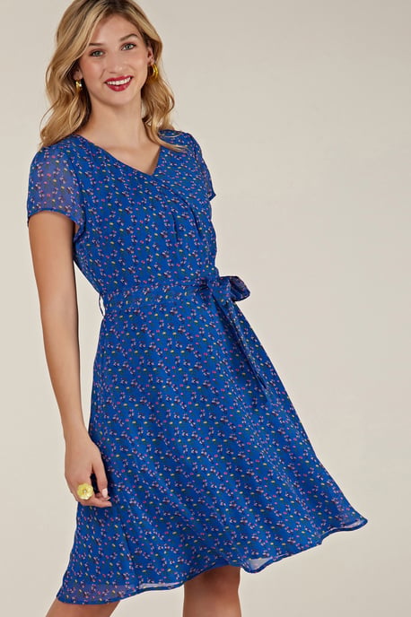 Blue Ditsy Floral Skater Dress