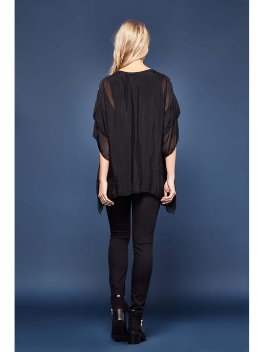 Embroidered Bird Frill Top